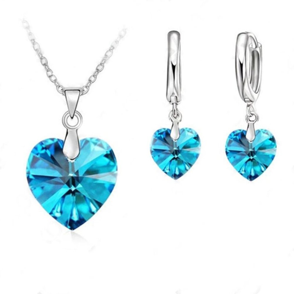 💎 Luxury Cristal Earrings And Necklace Set Bundle 925 Sterling Silver